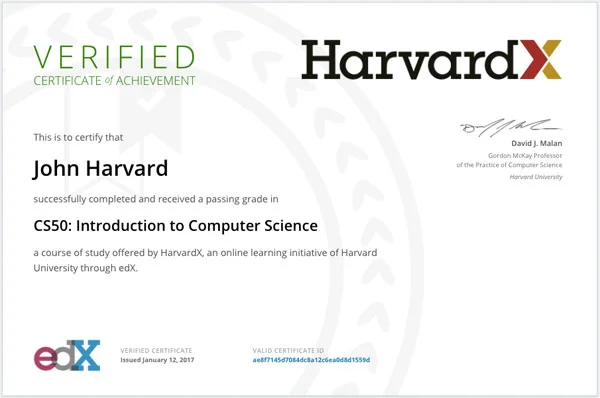 Certificado Diploma Universidad de Harvard